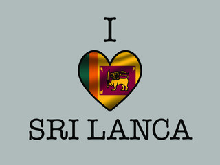Sri Lanka  National flag inside Big heart and meaning i love. Original color and proportion. vector illustration, world countries from set. Isolated on white background