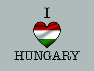 Hungary National flag inside Big heart and meaning i love. Original color and proportion. vector illustration, world countries from set. Isolated on white background