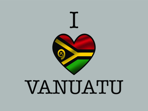 Vanuatu National flag inside Big heart and meaning i love. Original color and proportion. vector illustration, world countries from set. Isolated on white background