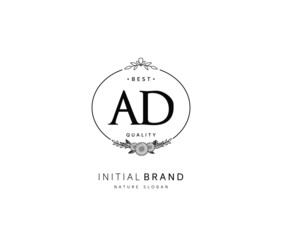 A D AD Beauty vector initial logo, handwriting logo of initial signature, wedding, fashion, jewerly, boutique, floral and botanical with creative template for any company or business.