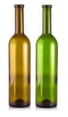 The empty bottle of wine isolated on a white background