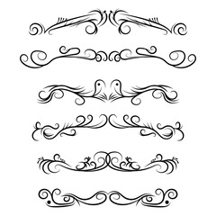 Hand drawn vector dividers. Decorative swirls lines, borders and curl set. Design elements 5