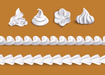 Whipped cream swirl shape topping and horizontal border line shape set