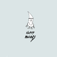 Happy holidays card - Illustration. Freehand drawing.