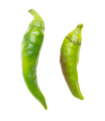 Green chili pepper isolated on a white background