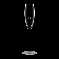 Realistic champagne glass isolated on black background, 3D rendering