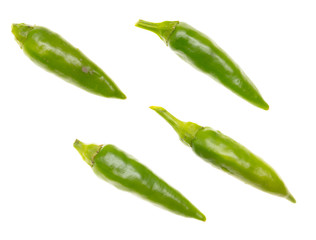 Green chili pepper isolated on a white background