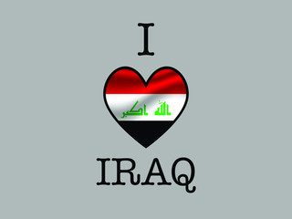 Iraq National flag inside Big heart and meaning i love. Original color and proportion. vector illustration, world countries from set. Isolated on white background