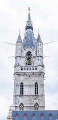 Fototapeta na wymiar One of three medieval towers that overlook the old city centre of Ghent - Belfry of Ghent, Belgium, July, 2019.