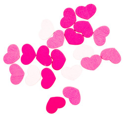 Pink hearts isolated on a white background