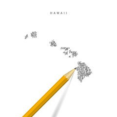 Hawaii sketch scribble map isolated on white background. Hand drawn vector map of Hawaii.