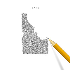 Idaho sketch scribble map isolated on white background. Hand drawn vector map of Idaho.