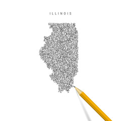 Illinois sketch scribble map isolated on white background. Hand drawn vector map of Illinois.