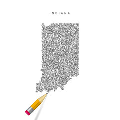 Indiana sketch scribble map isolated on white background. Hand drawn vector map of Indiana.