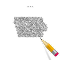 Iowa sketch scribble map isolated on white background. Hand drawn vector map of Iowa.