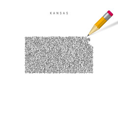 Kansas sketch scribble map isolated on white background. Hand drawn vector map of Kansas.