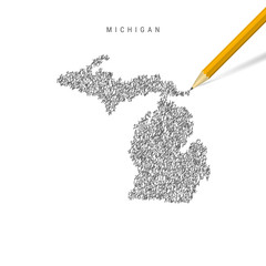 Michigan sketch scribble map isolated on white background. Hand drawn vector map of Michigan.