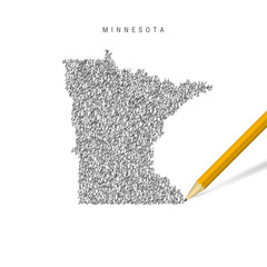 Minnesota sketch scribble map isolated on white background. Hand drawn vector map of Minnesota.