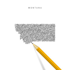 Montana sketch scribble map isolated on white background. Hand drawn vector map of Montana.