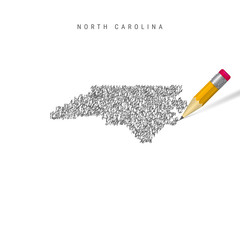 North Carolina sketch scribble map isolated on white background. Hand drawn vector map of North Carolina.
