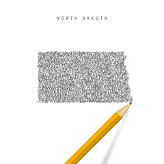 North Dakota sketch scribble map isolated on white background. Hand drawn vector map of North Dakota.