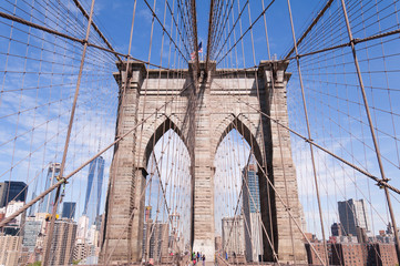 Details of Brooklin bridge in New York