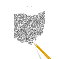 Ohio sketch scribble map isolated on white background. Hand drawn vector map of Ohio.