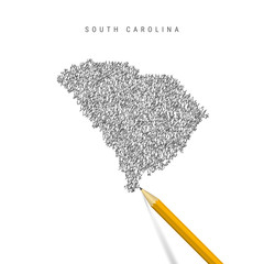 South Carolina sketch scribble map isolated on white background. Hand drawn vector map of South Carolina.