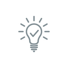 lamp light idea outline flat icon. Single high quality outline logo symbol for web design or mobile app. Thin line lamp light think logo. gray idea icon pictogram isolated on white background