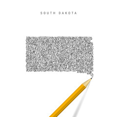 South Dakota sketch scribble map isolated on white background. Hand drawn vector map of South Dakota.