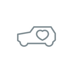 Fototapeta premium cardiogram auto heart outline flat icon. Single high quality outline logo symbol for web design or mobile app. Thin line sign design logo. repair gray icon pictogram isolated on white background