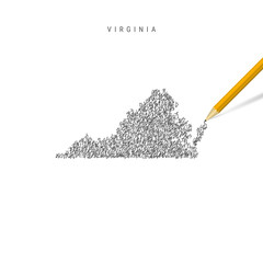 Virginia sketch scribble map isolated on white background. Hand drawn vector map of Virginia.