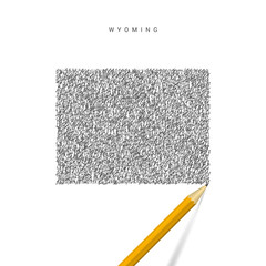 Wyoming sketch scribble map isolated on white background. Hand drawn vector map of Wyoming.