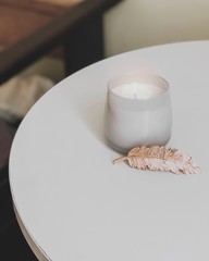 christmas table setting with candle