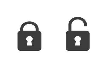 lock closed and open icons on white background