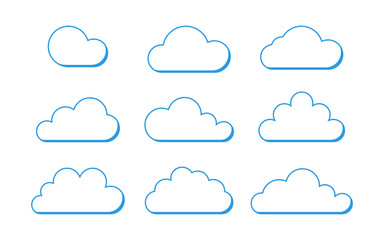 cloud circuit icon set in flat style