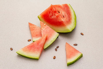 Fresh juicy slices of watermelon. Sweet summer dessert healthy eating concept