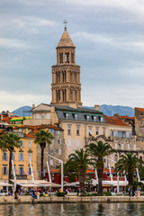 Obraz premium Split, Croatia (region of Dalmatia). UNESCO World Heritage Site. View of Split city, Diocletian Palace and Mosor mountains in background. Split panoramic view of town, Dalmatia, Croatia.