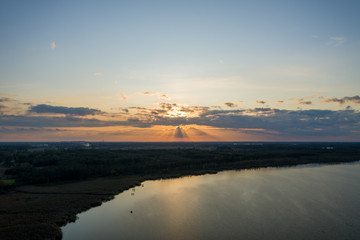 Fototapeta na wymiar HRD Sunset at lake aerial dji mavic 2 pro
