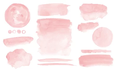 Fotobehang Blush roze aquarel vlekken Verf stropke washes Kit van spatten © SweetRenie