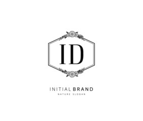 I D ID Beauty vector initial logo, handwriting logo of initial signature, wedding, fashion, jewerly, boutique, floral and botanical with creative template for any company or business.