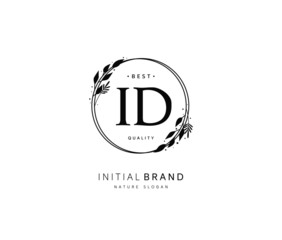 I D ID Beauty vector initial logo, handwriting logo of initial signature, wedding, fashion, jewerly, boutique, floral and botanical with creative template for any company or business.