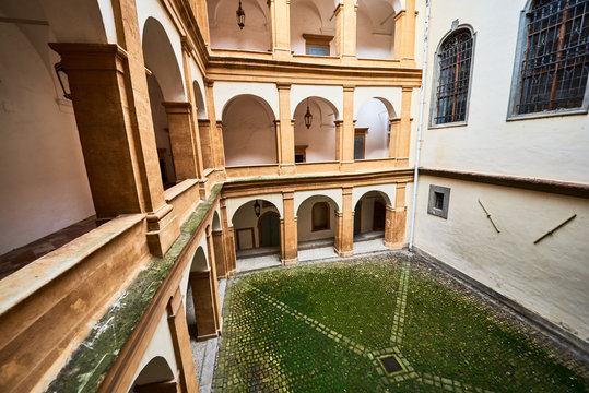 View at Eggenberg palace courtyard tourist spot, famous travel destination in Styria.