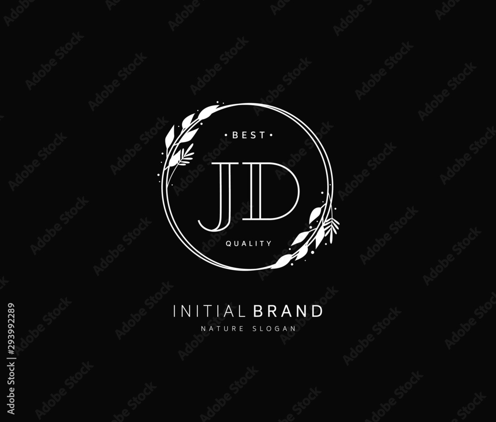 Wall mural j d jd beauty vector initial logo, handwriting logo of initial signature, wedding, fashion, jewerly,