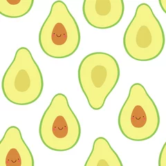 Tapeten Avocado nahtloses Muster für Druck-, Stoff- und Bio-, Vegan-, Rohwarenverpackungen. Textur für Öko und gesundes Essen. Vektor-Illustration © Tatiana 