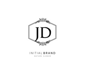 J D JD Beauty vector initial logo, handwriting logo of initial signature, wedding, fashion, jewerly, boutique, floral and botanical with creative template for any company or business.