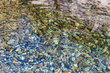 Circles on the surface of clear water as an abstract background
