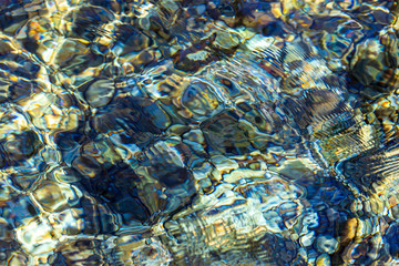 Fototapeta na wymiar The surface of clear water in a pond