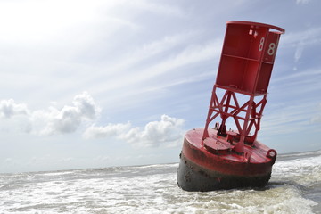 Hilton Head Island, buoy on the coast after hurricane.