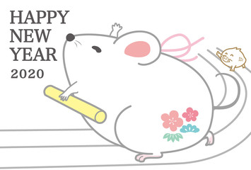 ネズミ,ねずみ,鼠,子,年賀状素材,はがきテンプレート,イラスト素材,かわいい,可愛い,ポップ,ポップな,おしゃれな,年賀状,年賀,テンプレート,素材,書き込み,書き込みスペース,余白,書き込める,正月,お正月,年賀はがき,新年,挨拶状,干支,ヨコ,横,横位置,イラスト,イラストレーション,白鼠,白ネズミ,白ねずみ,ハツカネズミ,松竹梅,梅の花,横向き,走っている,リレー,イノシシ,バトン,202
